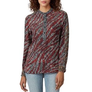 Rag & Bone Zebra Animal Print Button Blouse Black Red White Orange Size Medium M